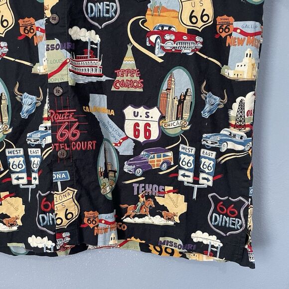 High Seas Trading Shirt Large Americana Route‎ 66 All Over Hawaiian Aloha USA - Picture 3 of 10